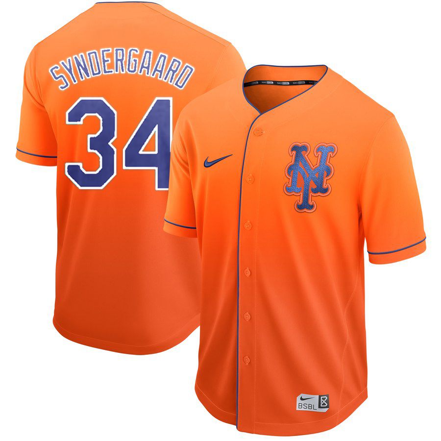 Men New York Mets #34 Syndergaaro Orange Nike Fade MLB Jersey